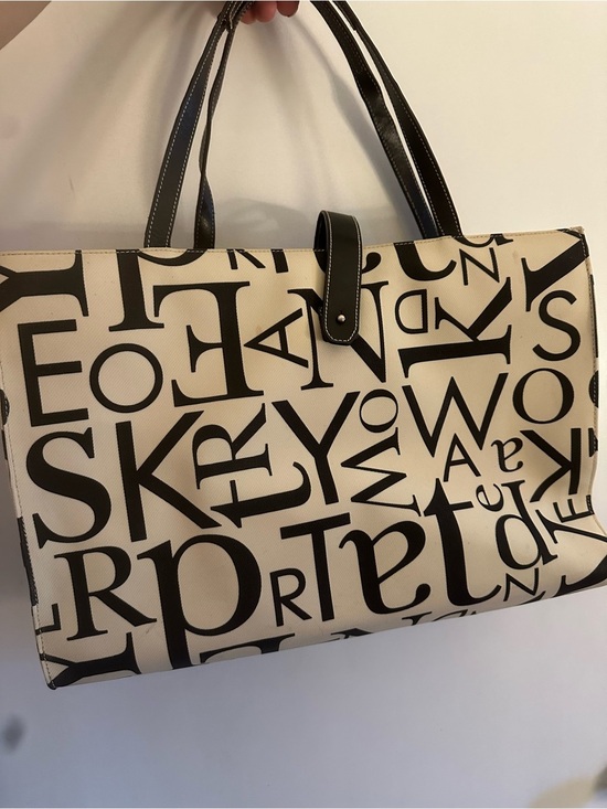 kate spade Handbags - Kate Spade New York Black & Cream Graphic Letter Print Large Tote Bag